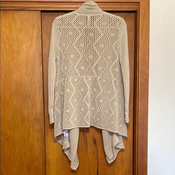Leo & Nicole Tan Crochet Knit Cardigan - Petite Medium - NWT Orig. $58 - Picture 4 of 10